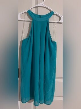 Sequin Hearts Teal Scoop Neck Dress